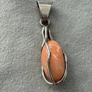 Orange Jade Pendant Large Bale
